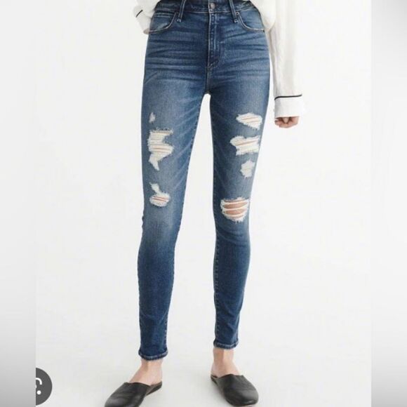 Abercrombie and Fitch simone high rise super skinny jeans size 25 distressed - Picture 11 of 12
